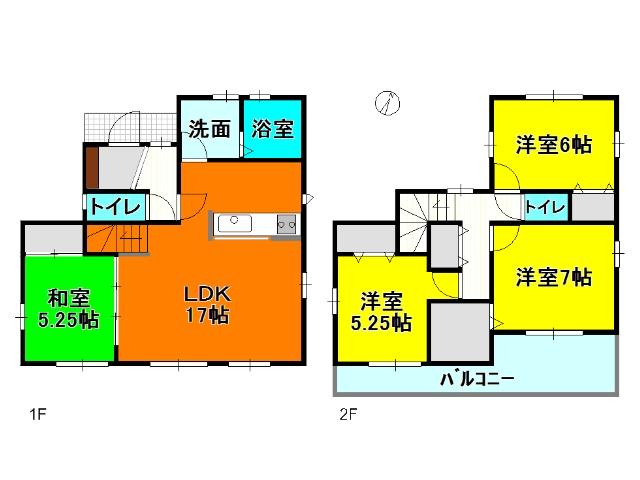 Floor plan. (Building 2), Price 25,500,000 yen, 4LDK, Land area 128.61 sq m , Building area 98.94 sq m