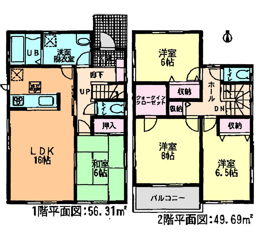 Floor plan. (Building 2), Price 24,800,000 yen, 4LDK, Land area 141.81 sq m , Building area 106 sq m