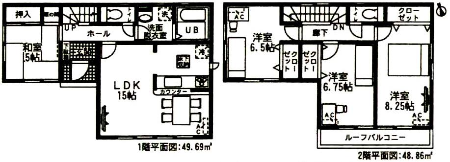 Floor plan. (1 Building), Price 28.5 million yen, 4LDK, Land area 125.14 sq m , Building area 98.55 sq m