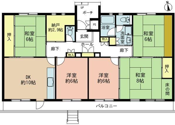Floor plan. 5DK + S (storeroom), Price 10.8 million yen, The area occupied 107.2 sq m , Balcony area 16.53 sq m