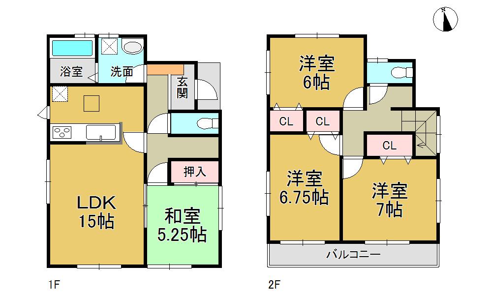 Floor plan. (1 Building), Price 26,900,000 yen, 4LDK, Land area 116.29 sq m , Building area 96.07 sq m