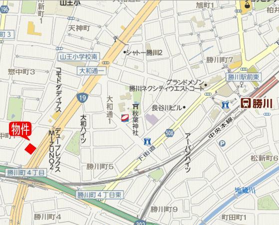 Local guide map. JR Chuo Line "Katsukawa" station 12 minutes' walk