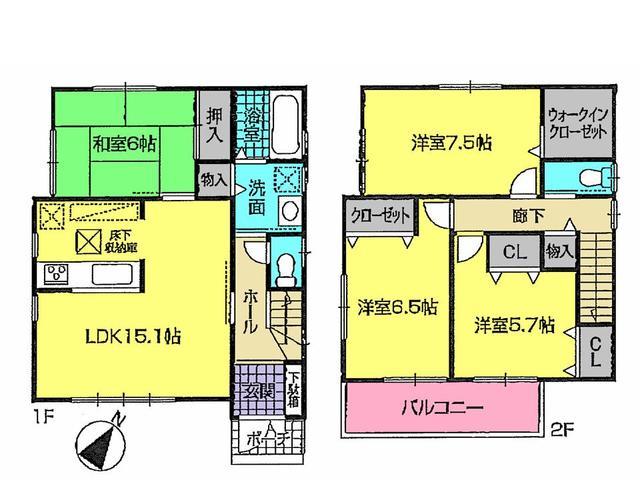 Floor plan. 28.8 million yen, 4LDK, Land area 112.89 sq m , Building area 98.67 sq m floor plan