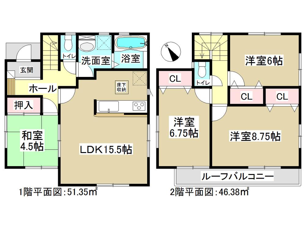 Floor plan. (3 Building), Price 25,800,000 yen, 4LDK, Land area 139.65 sq m , Building area 97.73 sq m