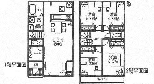 Floor plan. (Building 2), Price 24,800,000 yen, 4LDK, Land area 188.94 sq m , Building area 97.72 sq m