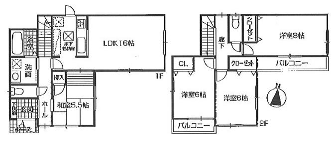 Floor plan. 22,800,000 yen, 4LDK, Land area 145.47 sq m , Building area 97.61 sq m