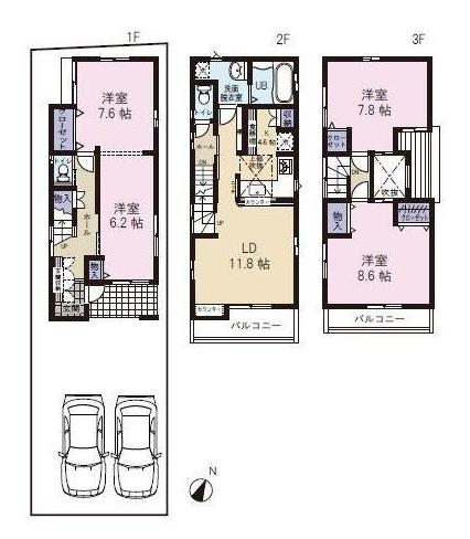 Floor plan. (West Wing), Price 29,800,000 yen, 4LDK, Land area 98.36 sq m , Building area 112.83 sq m