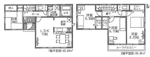 Floor plan. 28.5 million yen, 4LDK, Land area 125.14 sq m , Building area 98.55 sq m