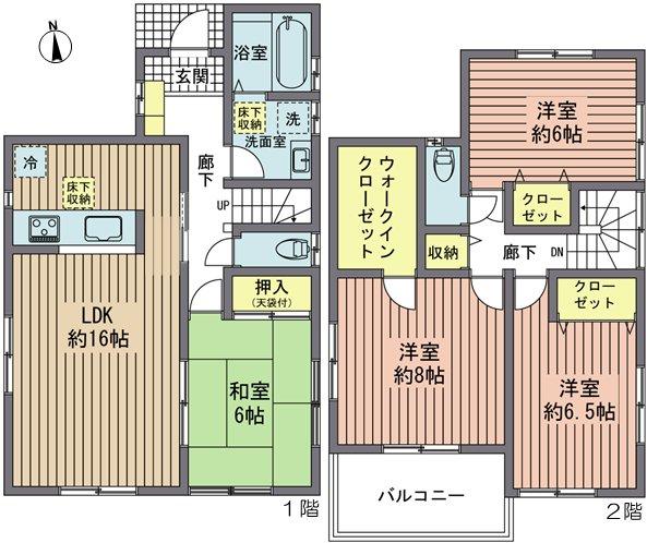 Floor plan. 24,800,000 yen, 4LDK, Land area 131.92 sq m , Building area 104.34 sq m