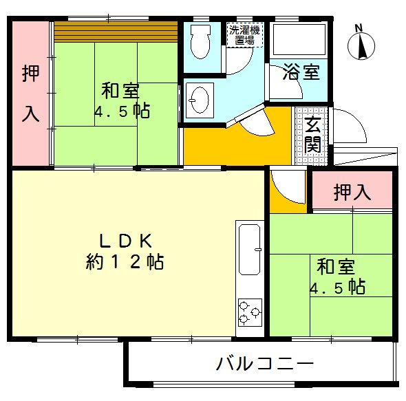 Floor plan. 2LDK, Price 2.5 million yen, Footprint 49.2 sq m , Balcony area 5.87 sq m