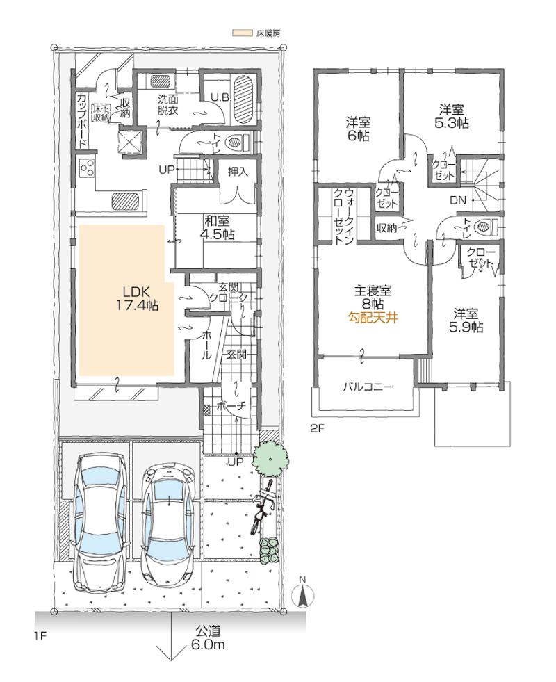 Floor plan. (A Building), Price 37,300,000 yen, 5LDK+2S, Land area 131.36 sq m , Building area 115.53 sq m