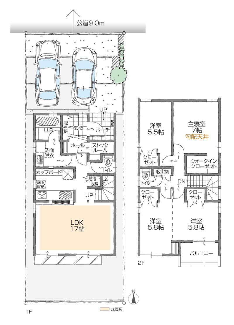 Floor plan. (C Building), Price 33,800,000 yen, 4LDK+2S, Land area 122.52 sq m , Building area 104.85 sq m