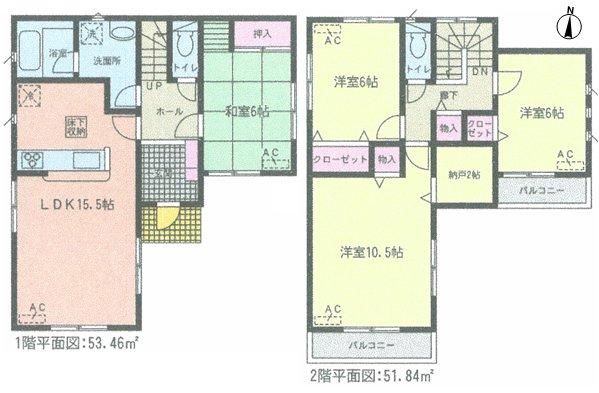 Floor plan. (1 Building), Price 29,800,000 yen, 4LDK+S, Land area 138.67 sq m , Building area 105.3 sq m