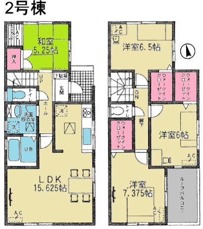 Floor plan. (Building 2), Price 20,900,000 yen, 4LDK+3S, Land area 126.38 sq m , Building area 98.14 sq m