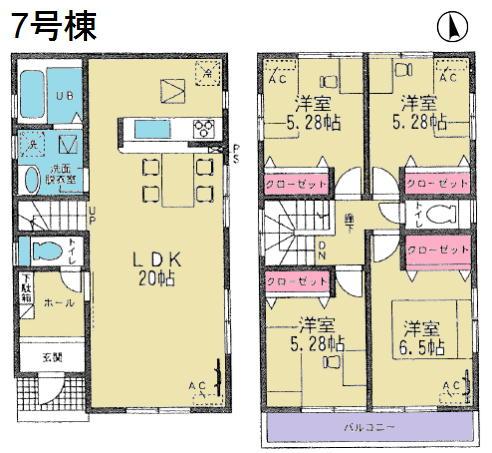 Floor plan. (7 Building), Price 24,800,000 yen, 4LDK, Land area 138.87 sq m , Building area 97.72 sq m