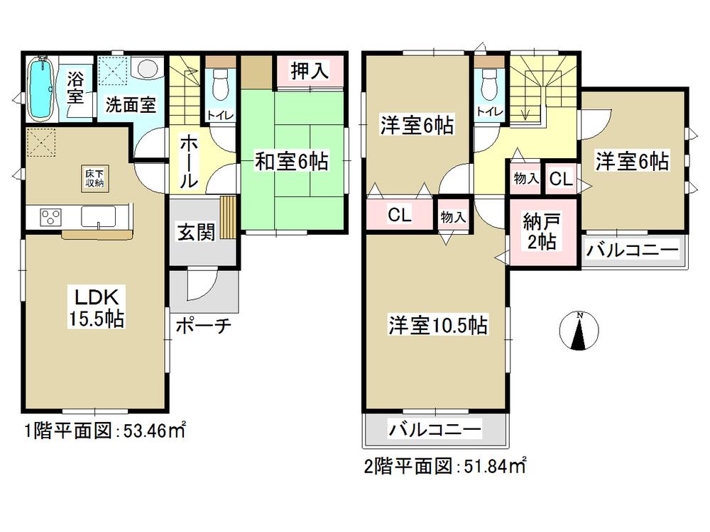 Floor plan. (1 Building), Price 29,800,000 yen, 4LDK+S, Land area 138.67 sq m , Building area 105.3 sq m