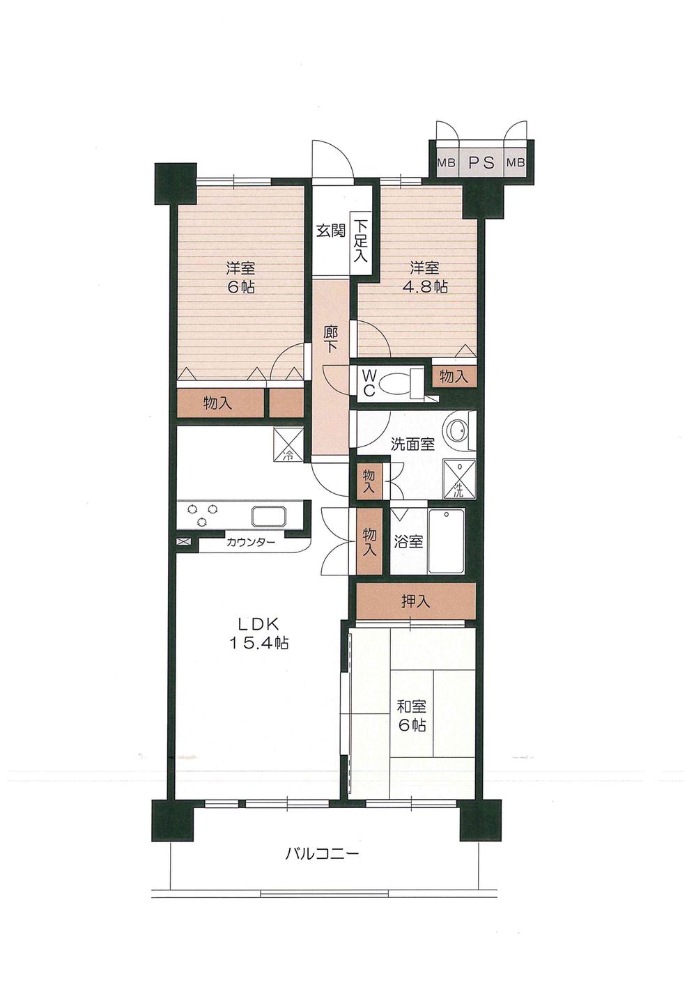 Floor plan. 3LDK, Price 13.1 million yen, Footprint 72 sq m , Balcony area 10.8 sq m