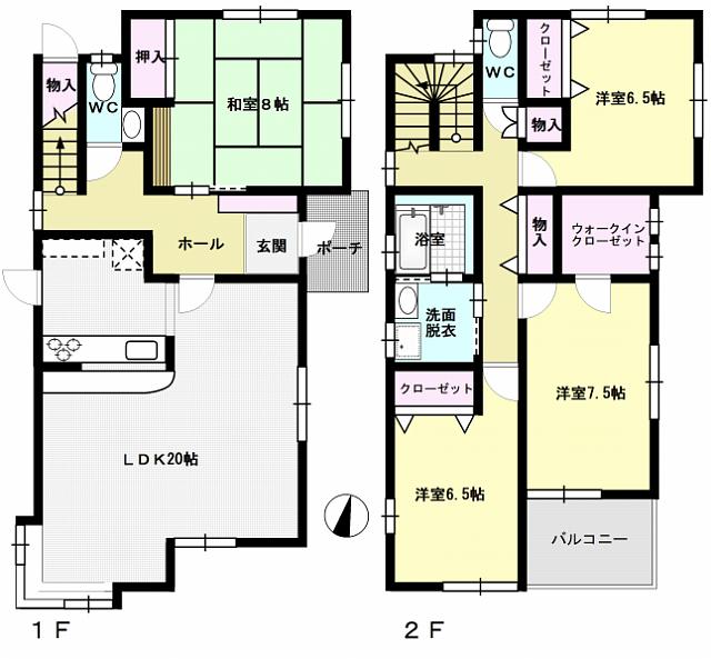 Floor plan. 14.5 million yen, 4LDK + S (storeroom), Land area 180.6 sq m , Building area 133.16 sq m bright, spacious living