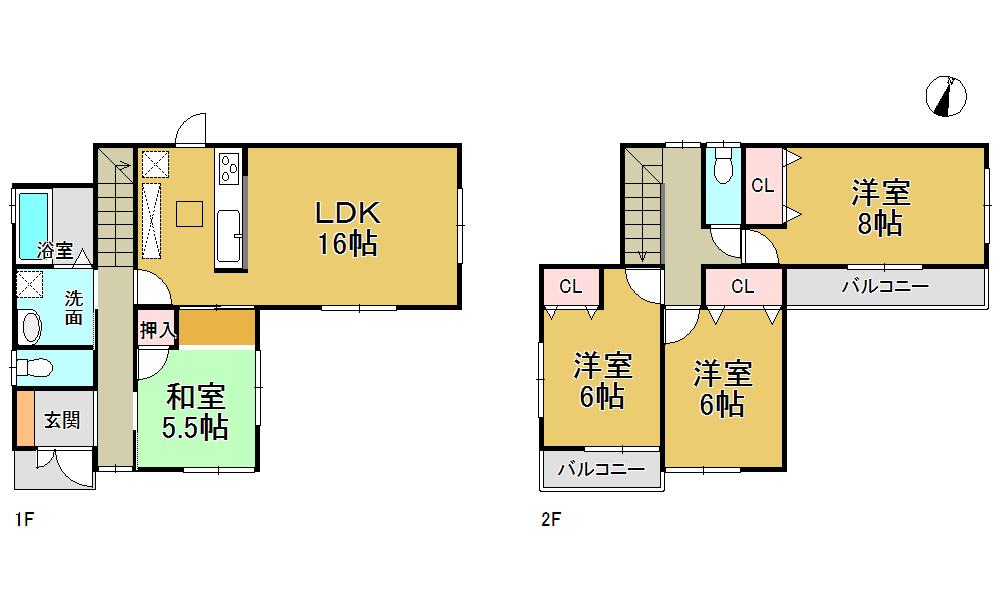 Floor plan. (Building 2), Price 22,800,000 yen, 4LDK, Land area 145.47 sq m , Building area 97.61 sq m