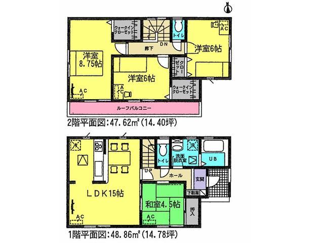Floor plan. 24,800,000 yen, 4LDK, Land area 136.13 sq m , Building area 96.48 sq m floor plan