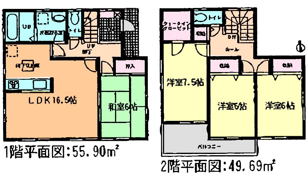Floor plan. (3 Building), Price 33,800,000 yen, 4LDK, Land area 125.78 sq m , Building area 105.59 sq m