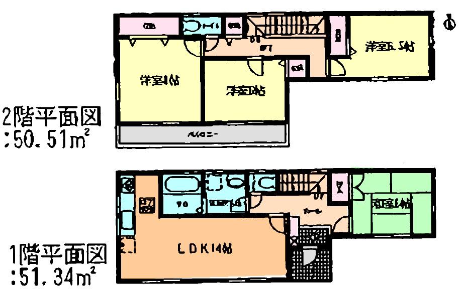 Floor plan. (5 Building), Price 30,800,000 yen, 4LDK, Land area 124.06 sq m , Building area 101.85 sq m