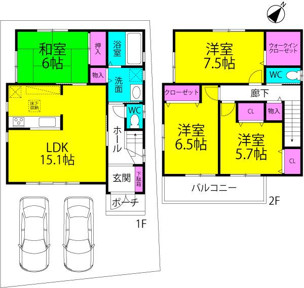 Floor plan. 28.8 million yen, 4LDK, Land area 112.89 sq m , Building area 98.67 sq m