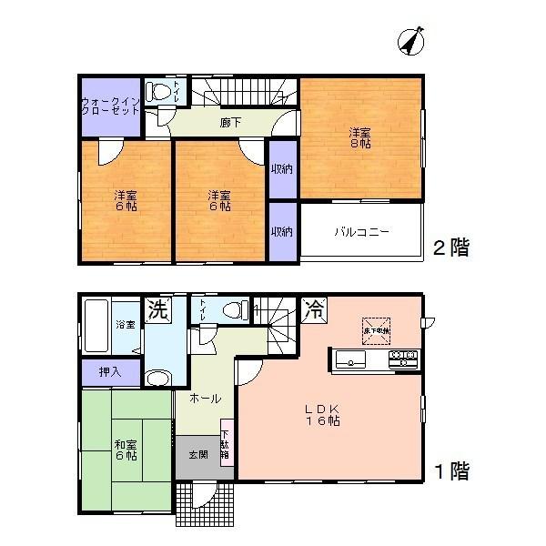 Floor plan. 29,800,000 yen, 4LDK, Land area 147.11 sq m , Building area 105.17 sq m