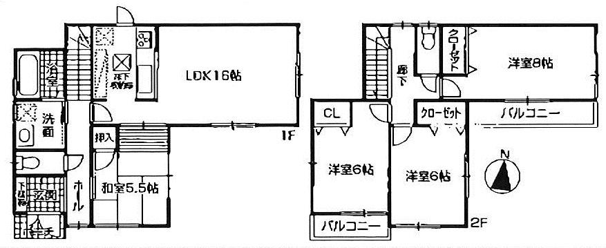 Floor plan. (No. 2 locations), Price 22,800,000 yen, 4LDK, Land area 145.47 sq m , Building area 97.61 sq m