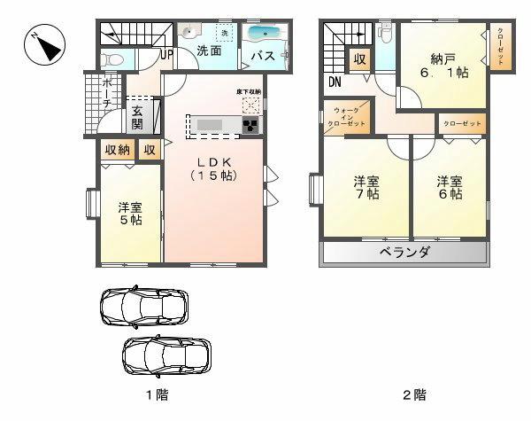 Floor plan. (A Building), Price 35,900,000 yen, 4LDK, Land area 104.5 sq m , Building area 98.51 sq m