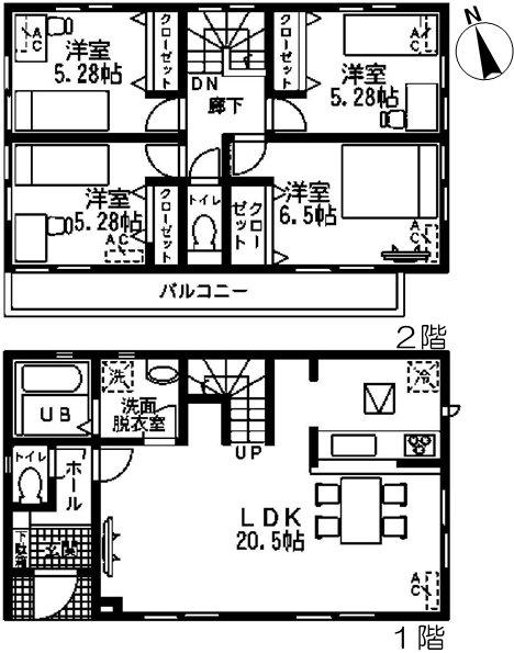 Floor plan. (3 Building), Price 26,800,000 yen, 4LDK, Land area 123.65 sq m , Building area 97.72 sq m