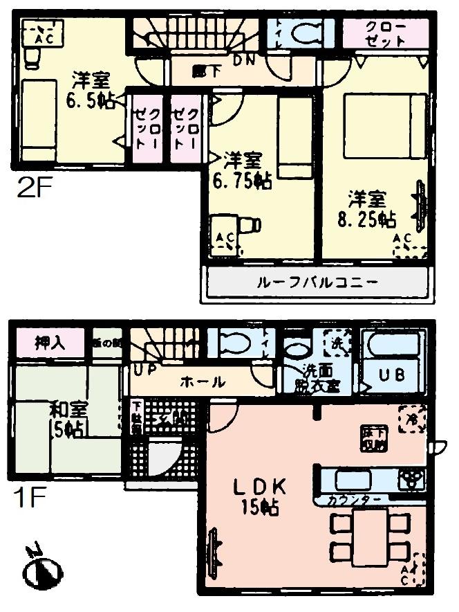 Floor plan. (1 Building), Price 28.5 million yen, 4LDK, Land area 125.14 sq m , Building area 98.55 sq m