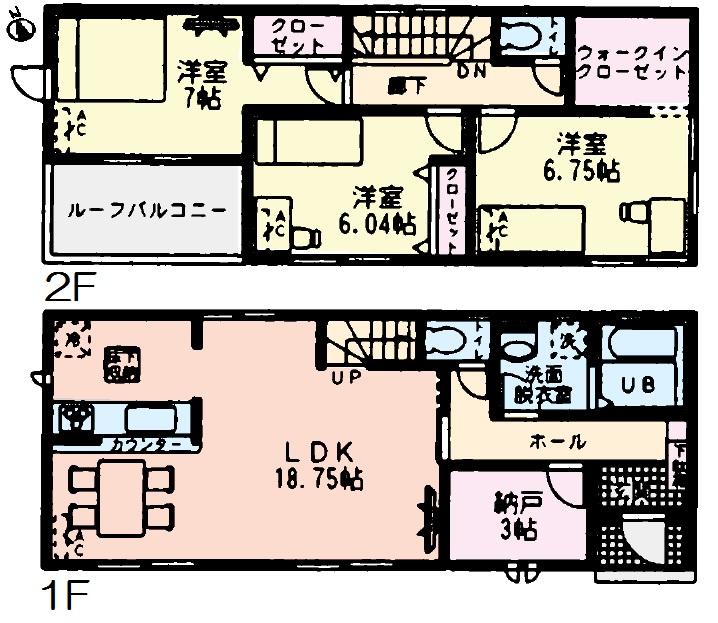 Floor plan. (Building 2), Price 27.5 million yen, 3LDK+S, Land area 139.37 sq m , Building area 99.39 sq m