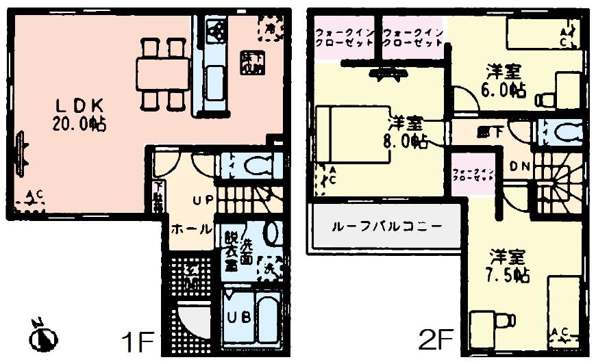 Floor plan. (4 Building), Price 28,300,000 yen, 3LDK, Land area 112.23 sq m , Building area 98.96 sq m