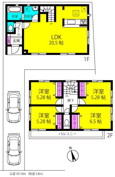 Floor plan. 26,800,000 yen, 4LDK, Land area 123.65 sq m , Building area 97.72 sq m