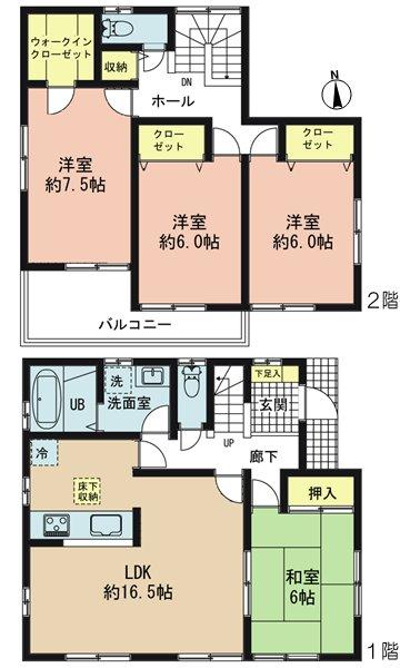 Floor plan. 33,800,000 yen, 4LDK, Land area 125.78 sq m , Building area 105.59 sq m