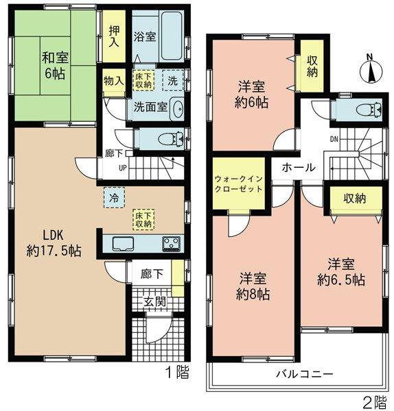 Floor plan. (4 Building), Price 29,800,000 yen, 4LDK, Land area 130.95 sq m , Building area 106 sq m