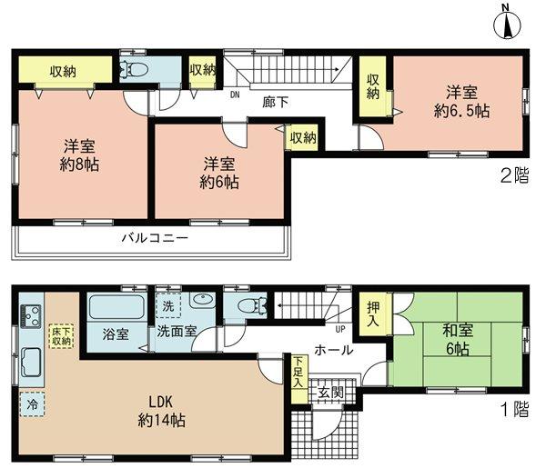 Floor plan. (5 Building), Price 30,800,000 yen, 4LDK, Land area 124.06 sq m , Building area 101.85 sq m