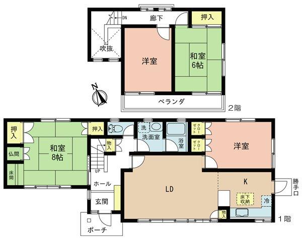 Floor plan. 15.8 million yen, 4LDK, Land area 236.37 sq m , Building area 116.98 sq m