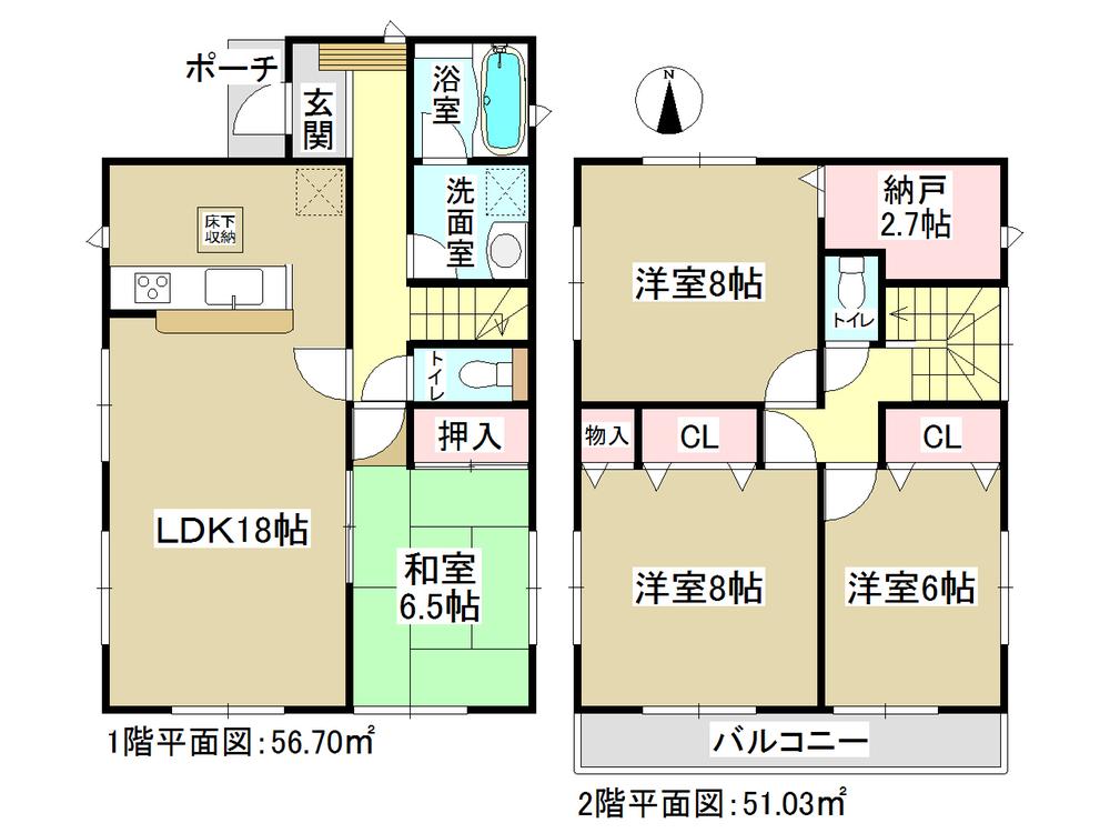 Floor plan. (1 Building), Price 27 million yen, 4LDK+S, Land area 150.93 sq m , Building area 107.73 sq m