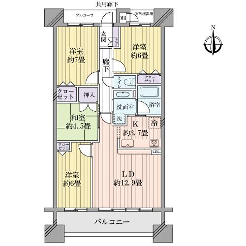 Floor plan. 4LDK, Price 22,800,000 yen, Footprint 84 sq m , Balcony area 11.55 sq m