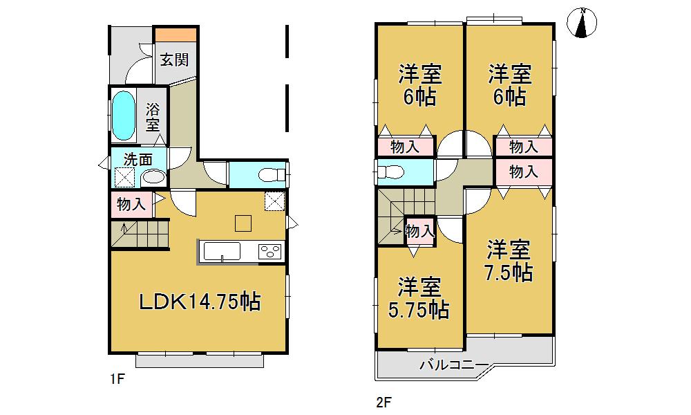 Floor plan. (D Building), Price 25,900,000 yen, 4LDK, Land area 106.81 sq m , Building area 105.6 sq m