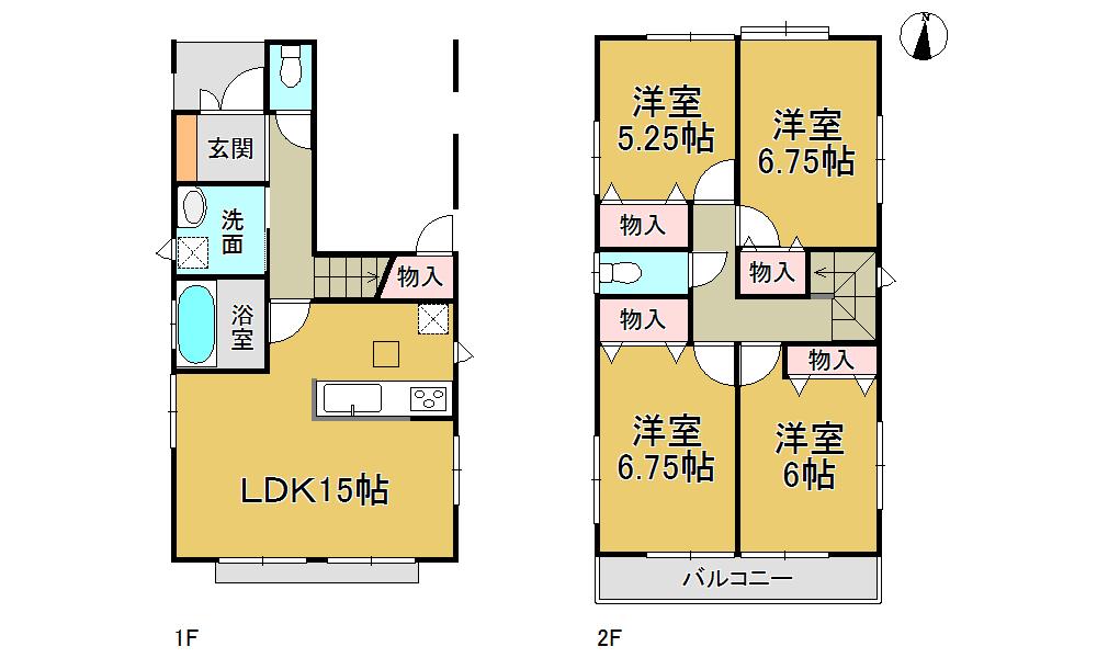 Floor plan. (E Building), Price 25,900,000 yen, 4LDK, Land area 107.12 sq m , Building area 106.84 sq m