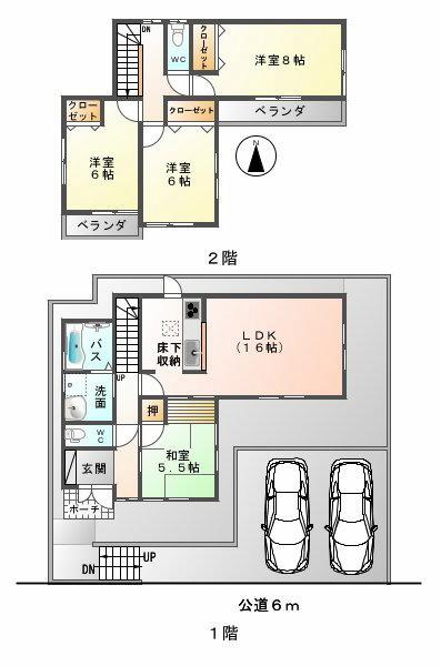 Floor plan. 22,800,000 yen, 4LDK, Land area 145.47 sq m , Building area 97.61 sq m