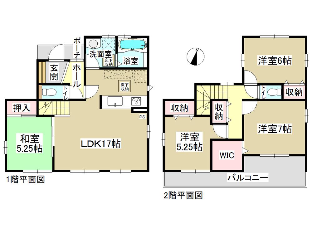 Floor plan. (Building 2), Price 25,500,000 yen, 4LDK, Land area 128.61 sq m , Building area 98.94 sq m