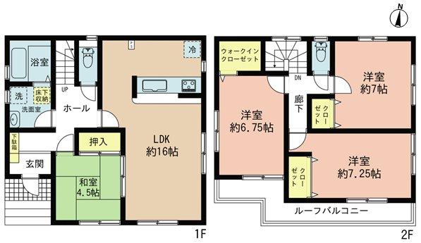 Floor plan. (1 Building), Price 26,800,000 yen, 4LDK, Land area 121.54 sq m , Building area 99.79 sq m