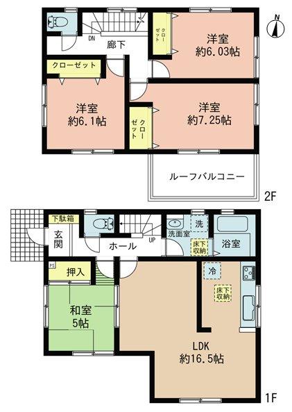 Floor plan. (3 Building), Price 27,800,000 yen, 4LDK, Land area 120.59 sq m , Building area 96.9 sq m