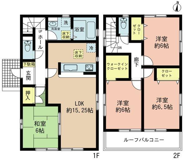 Floor plan. (4 Building), Price 24,900,000 yen, 4LDK, Land area 135.88 sq m , Building area 96.9 sq m