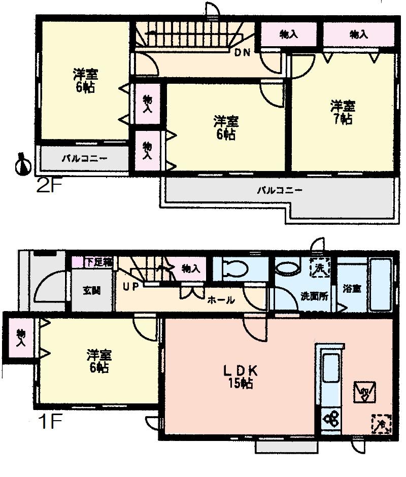 Floor plan. (A Building), Price 23.8 million yen, 4LDK, Land area 117.7 sq m , Building area 98.56 sq m