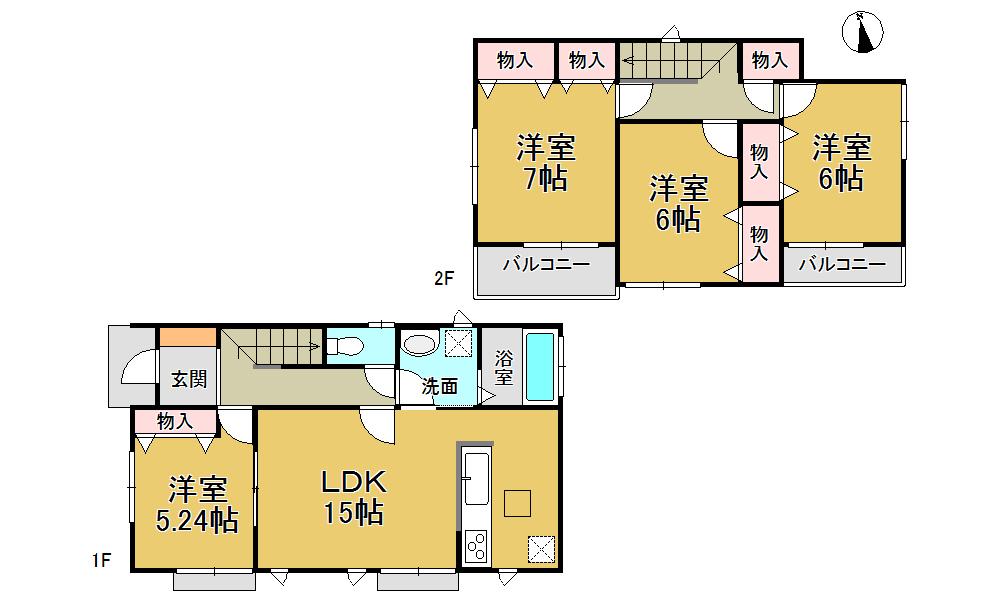 Floor plan. (C Building), Price 24,800,000 yen, 4LDK, Land area 121.94 sq m , Building area 96.07 sq m